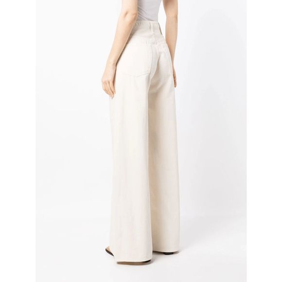 Rag & Bone Sofie Two-tone Frayed High-rise Wide-leg Jeans Ecru White Size 29 - Picture 5 of 13